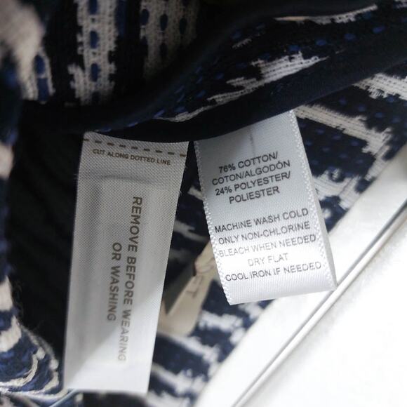 Ann Taylor NWT LOFT Faux Asymmetrical Wrap Skirt Navy Ikat Print Medium Petite - Picture 6 of 7